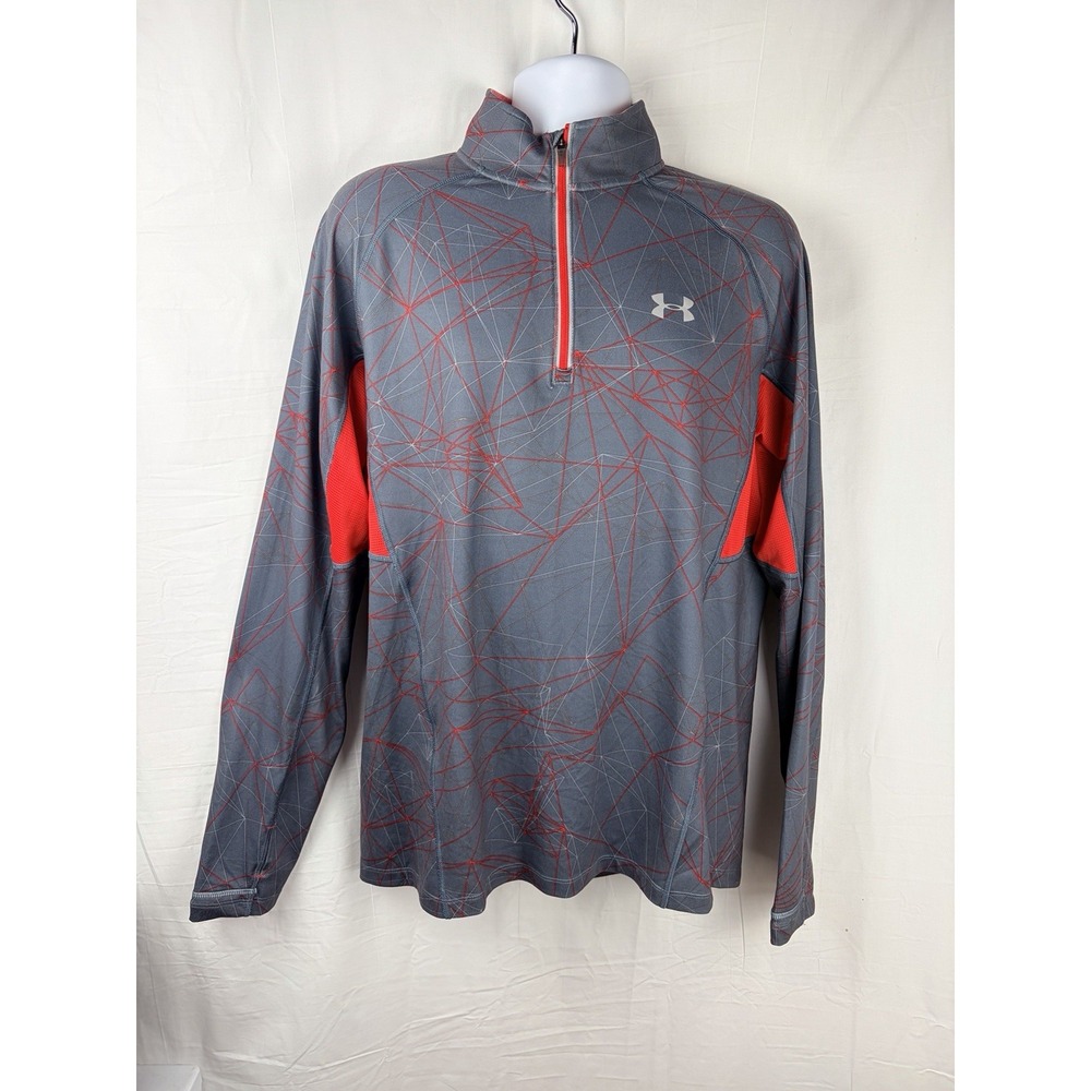 Under Armour Men's LARGE UA Launch Run Printed ¼ Zip Fitted Jacket Gray